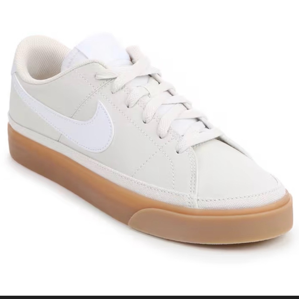 Nike Women's White Leather Sneakers with Gum Sole